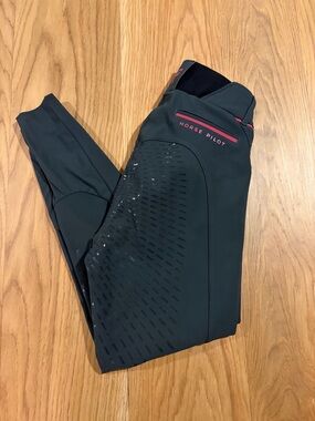 Horse Pilot Women's Grip Riding Breeches - Black with Pink Accents - size S